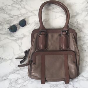 Banana Republic Taupe/Grey Leather Bag